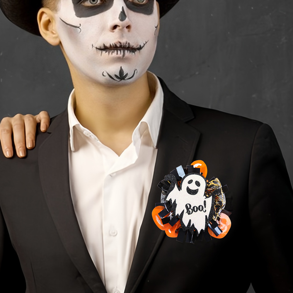 Polvo brillante fácil de tirar de regalos de Halloween fantasma esqueleto placa de identificación de fichaje multifuncional giratorio fácil de tirar