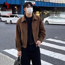 国潮潮牌夹克男士秋冬季港风高级感复古外套休闲麂皮绒痞帅上衣服