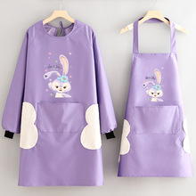 新款防水罩衣防油围裙厨房家用卡通做饭围腰韩版餐饮上班工作服女