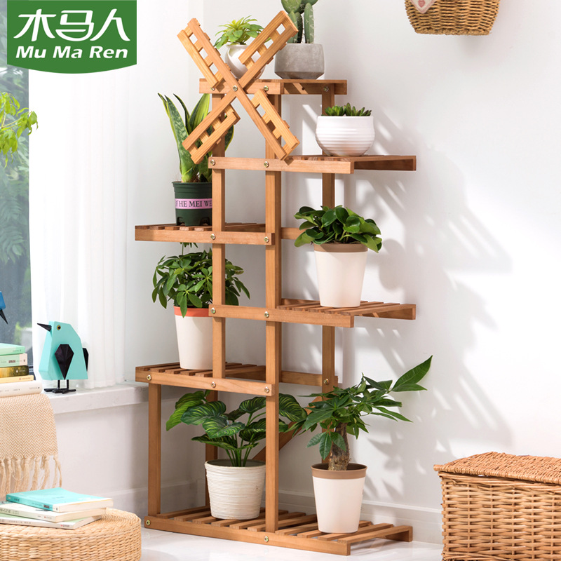 花盆架阳台花架防腐实木质多层室内落地多肉客厅花架子盆栽植物架