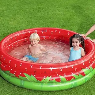 Strawberry Shape Inflatable Kids Swimming Pool for Backyard Lawn Indoor Outdoor Use