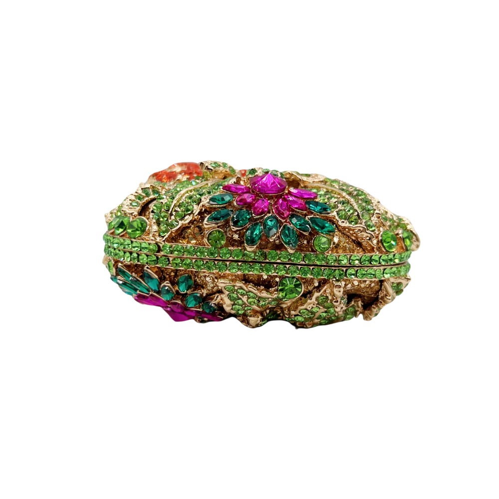Túi clutch dạ tiệc đính kim cương hoa rỗng phong cách sườn xám — Màu vàng kim, Cá tính đặt làm chi tiết 2
