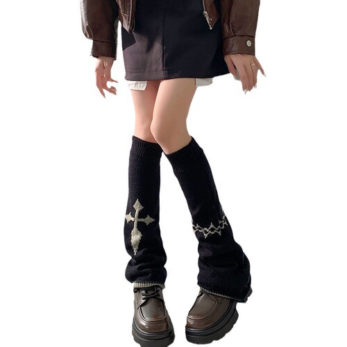 Autumn and winter knitted wide-leg socks Y2K calf socks for hot girls leg covers subculture versatile personality pile socks