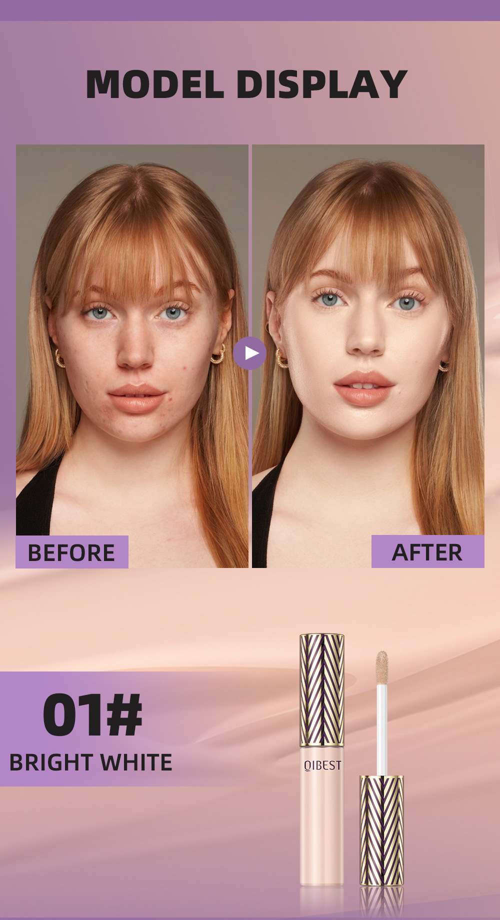 carina QIBEST Concealer Wasserfeste, schweißfeste Lotion, langlebig und schwer zu entfernendes Make-up, deckt Flecken und Akneflecken ab und verblasst nicht_voghion.com