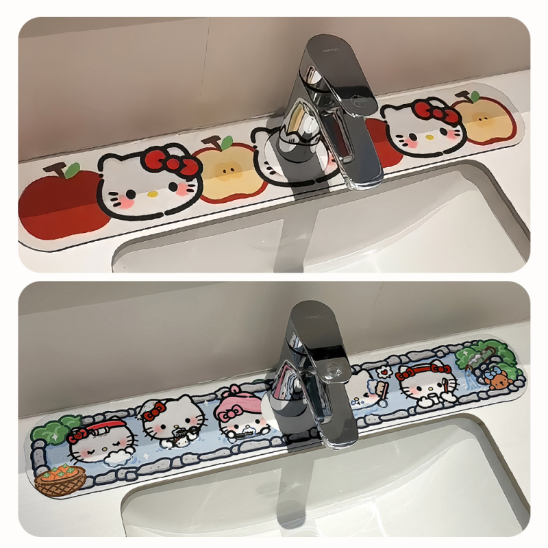 可爱kt沥水垫水龙头软硅藻泥洗手台吸水垫厨房台面卫生间边缘速干|undefined