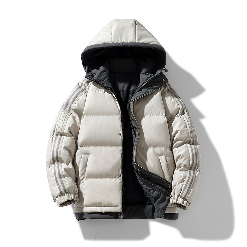Veste d'hiver en coton pour homme 2025, nouvelle tendance, élégante, grande taille, épaisse et chaude, deux bandes_voghion.com