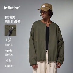 捷展严选|美式复古休闲飞行外套2025秋冬新品无领棒球服开衫夹克