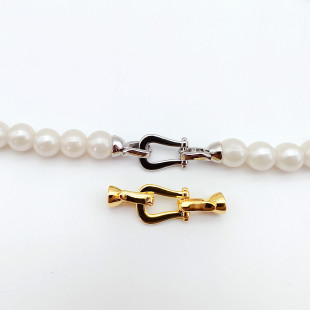 diy accessories copper gilded smooth horseshoe buckle single row pearl necklace buckle buckle sweater chain bracelet buckle jewelry buckle