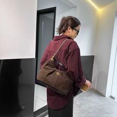 一件代发2025秋冬新款时尚百搭小香风大容量菱格链条单肩手提托特