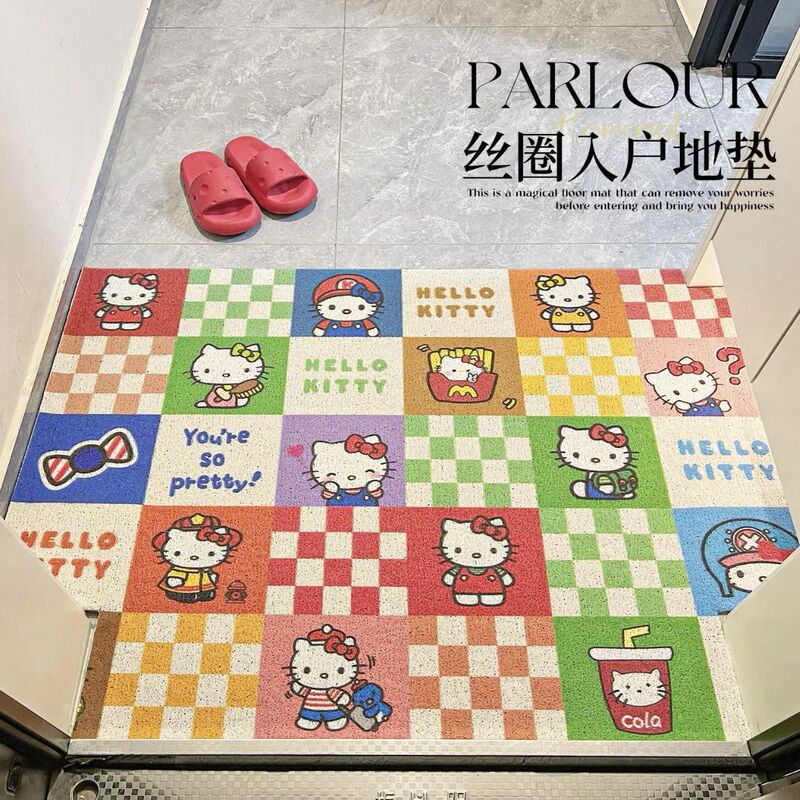 入户门地垫凯蒂猫耐磨防滑丝圈地垫进门家用除尘蹭土脚垫可裁剪|undefined