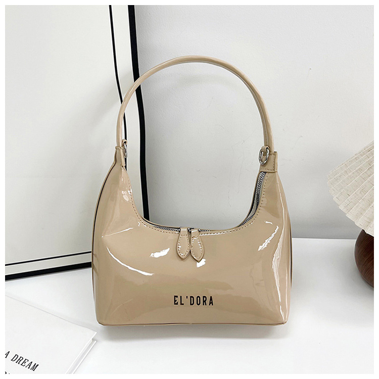 Bolsa de pan lacada brillante para mujeres 2025 nuevo diseño de letras bolso de moda de viaje bolso de mano bolso de hombro brazo