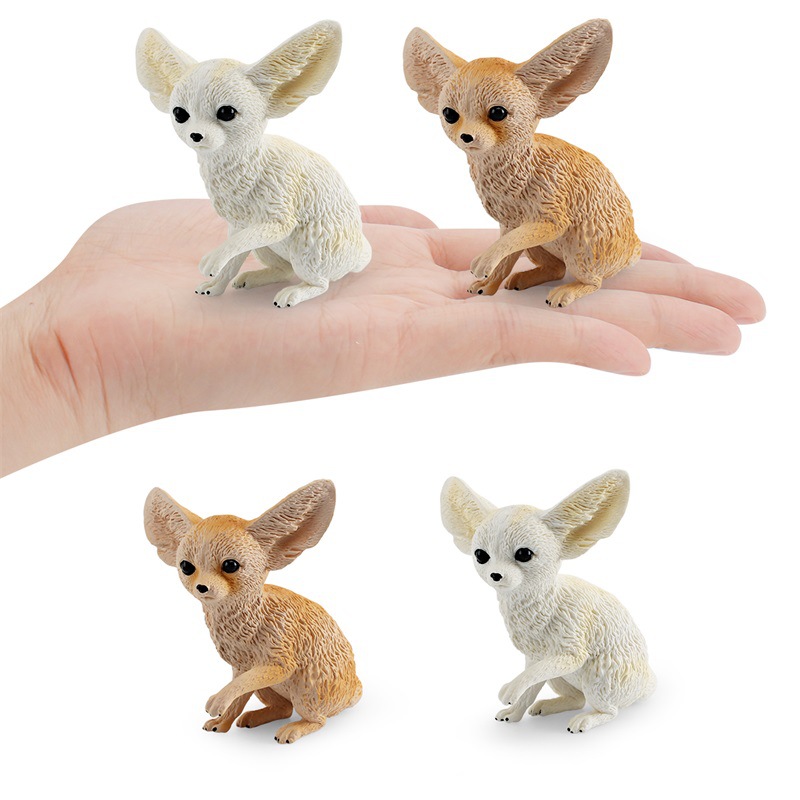 Modelo animal de bosque de simulación transfronteriza oreja grande zorro aurícula zorro desierto zorro estática decoración de escritorio juguete