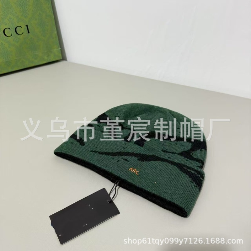 秋冬新款保暖小鸟提花精疏羊毛针织帽男女网红时尚百搭冷帽毛线帽|undefined