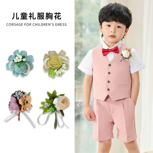 Children's suit dress, artificial flower corsage, baby wedding, flower girl costume, brooch, necklace, accessories, drop shipping