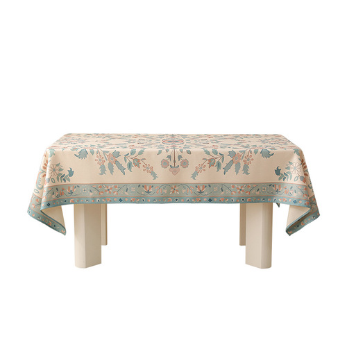 2024 New Year's Dining Table Decorations Iden Garden Faux Linen Tablecloth Plant and Flower Printed Table Cover Table Cloth