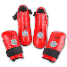競派新款ITF護具跆拳道護具比賽護手護腳拳套腳套手套四件套紅藍