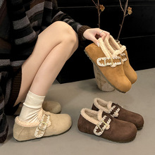 大码加绒勃肯鞋女厚底2025新款冬季棉鞋全包软底一脚蹬保暖雪地靴