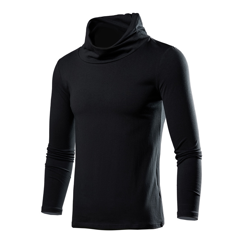 가을과 겨울 새로운 남자의 더미 칼라 단색 긴 소매 티셔츠 스포츠 속옷 열 티셔츠 기본 셔츠 남성용 긴 소매 탑