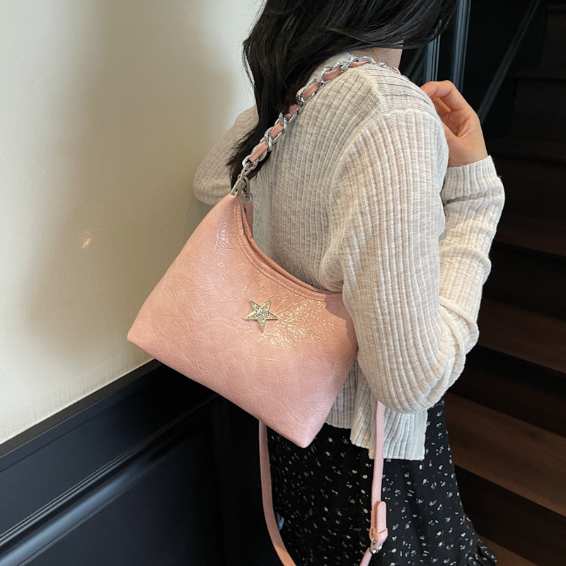 Bolsa de cadena de textura de alta calidad 2025 verano nuevo estilo bolso de hombro con patrón de agarre bolso de mensajero de estrella de diamantes mujer