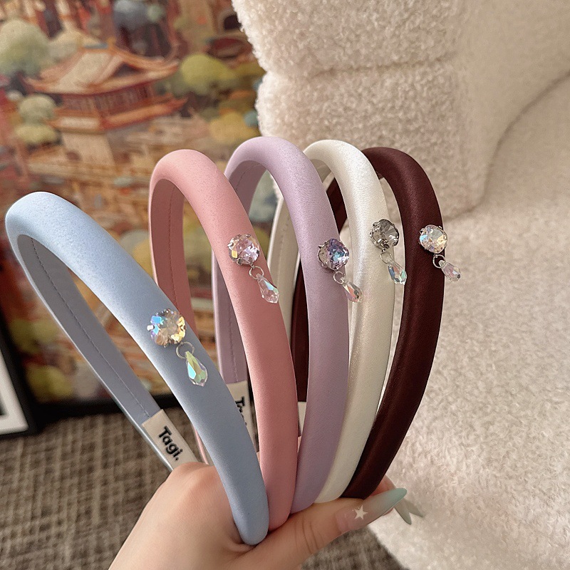 High-End Korean-Style Water Drop Pendant Crystal Headband Face Wash Headband High Crown Hair Bundle Crushed Hairpin