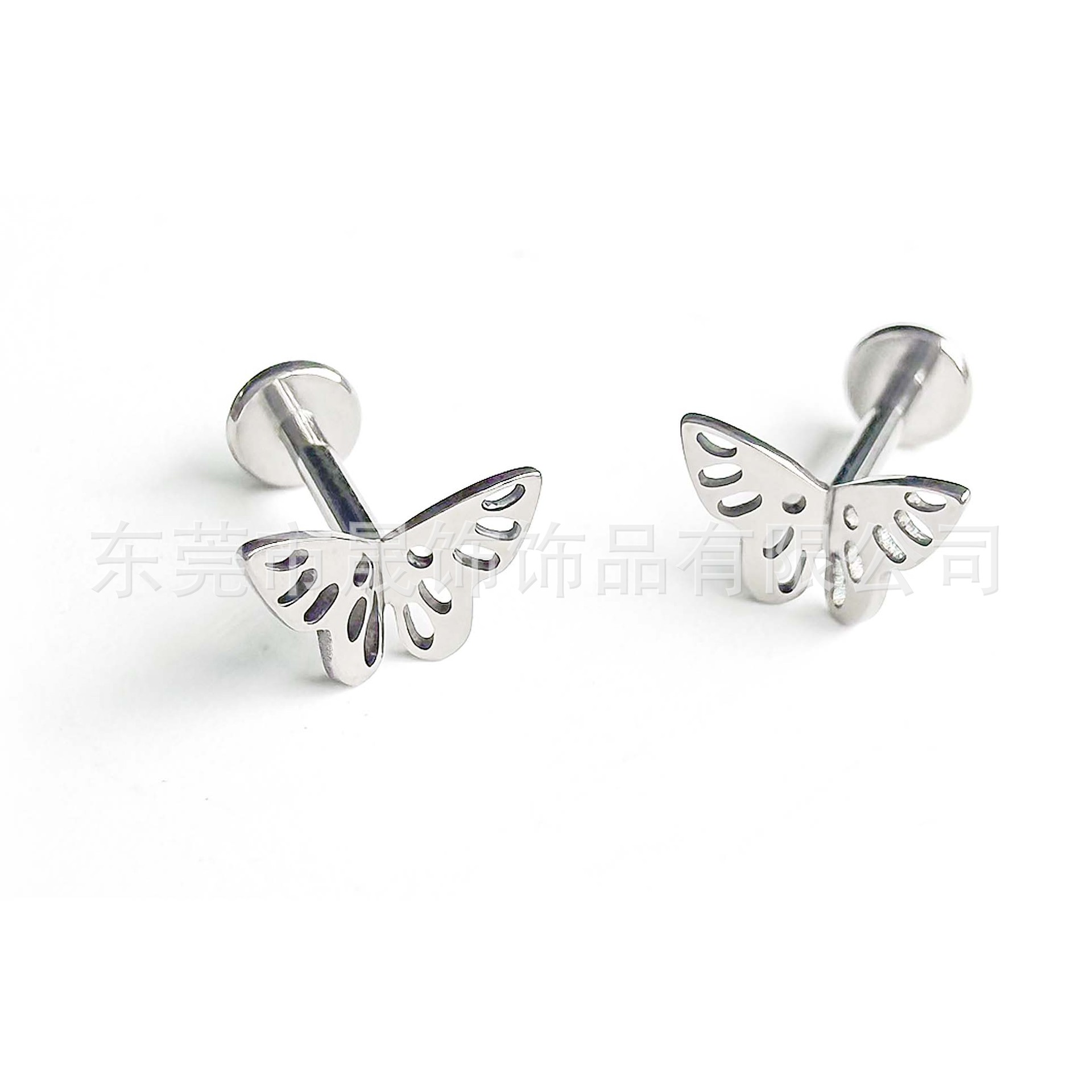 F136 Titanium Openwork Butterfly Ear Stud Labret Stud Tongue Barbell G23 Implant Grade Titanium 人体 Piercing Jewelry Helix Cartilage Stud Geometric 风
