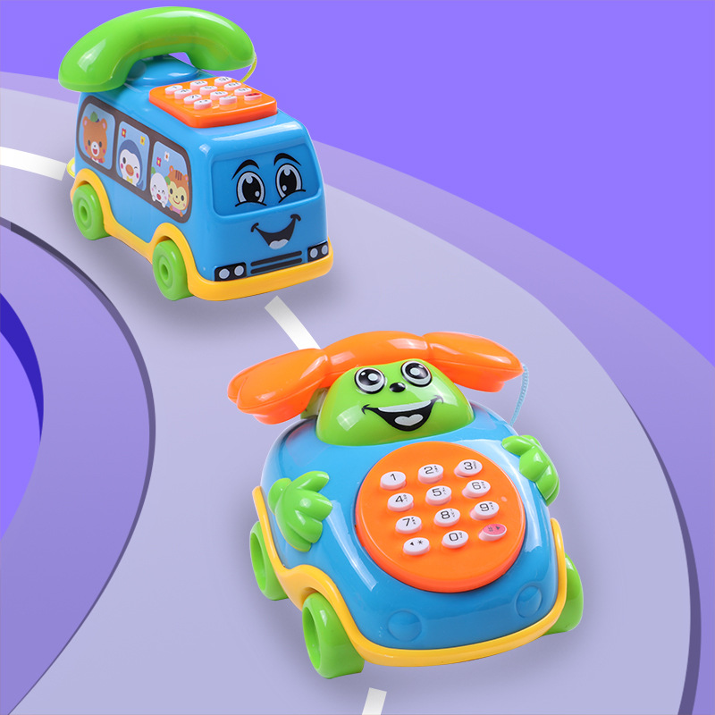 Cantando teléfono coche de dibujos animados música autobús juguetes para niños educativos educación temprana máquina juguetes al por mayor