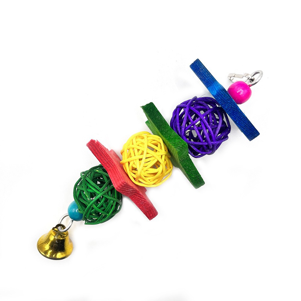 Juego de juguetes de loro, juguetes combinados, columpios de colores, campanas, brochetas, juguetes de ratán, mordeduras de pájaros, juguetes de hámster