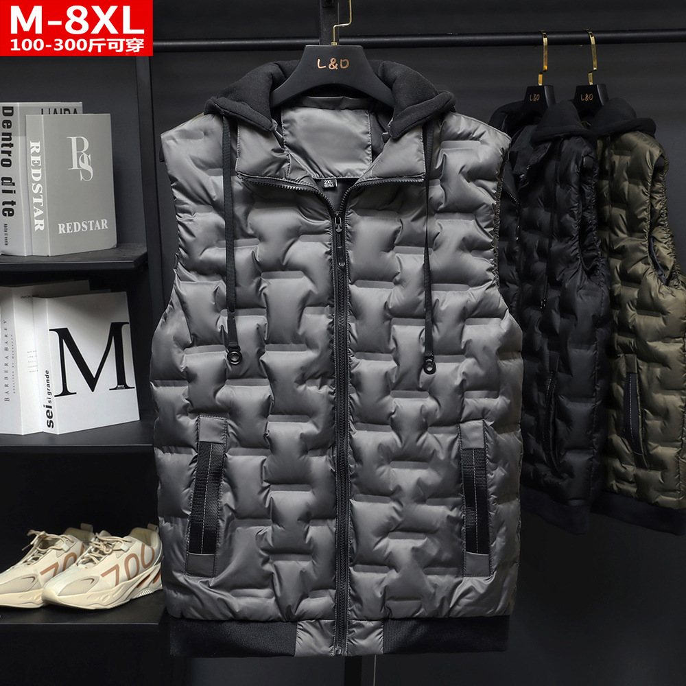 Otoño e Invierno de moda de los hombres de algodón Chaleco de la juventud grasa suelta más tamaño chaleco cálido resistente al frío sin mangas