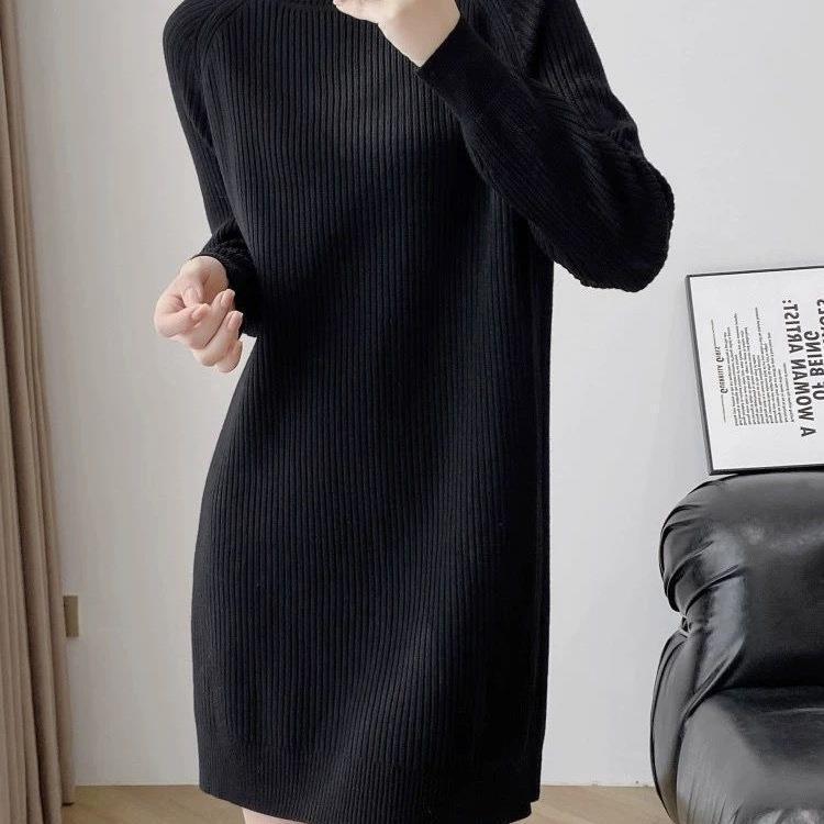 Long-Sleeved Knitted Sweater Dress for Women with Coat 2025 New Autumn and Winter Style Small Loose Inner Layering Sweater