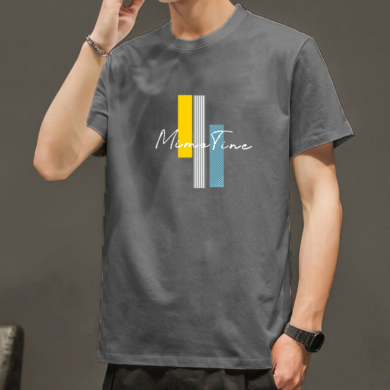 Primavera y Verano nueva carta cuello redondo de manga corta Camiseta de los hombres de la camiseta de moda corto de moda todo-Partido casual Top ropa de los hombres camiseta