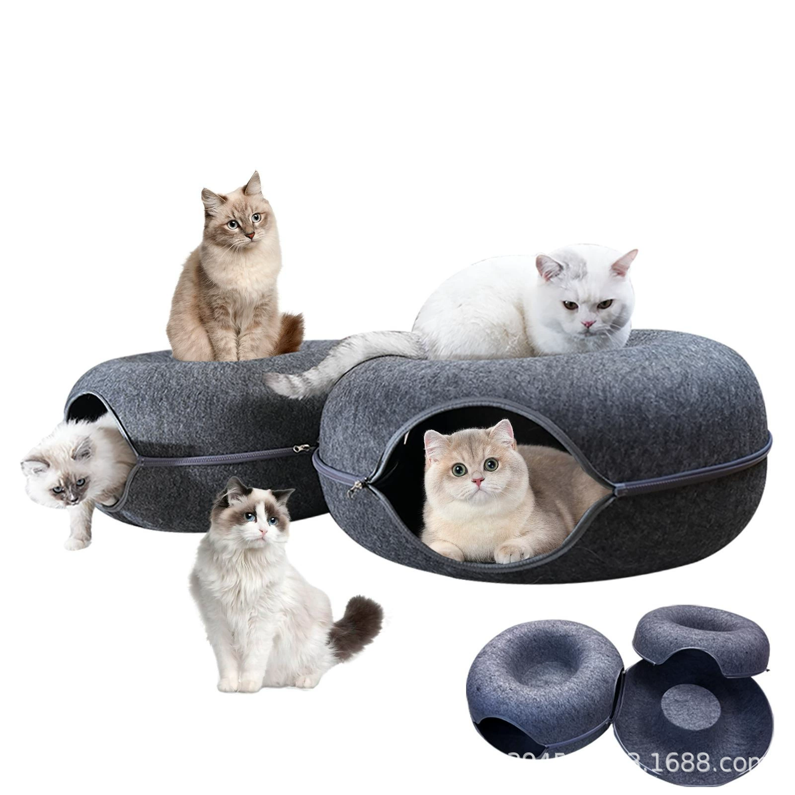 Домашние животные гнездо кошачьих многослойных пончиков туннель войлок полузакрытое сверлильное отверстие