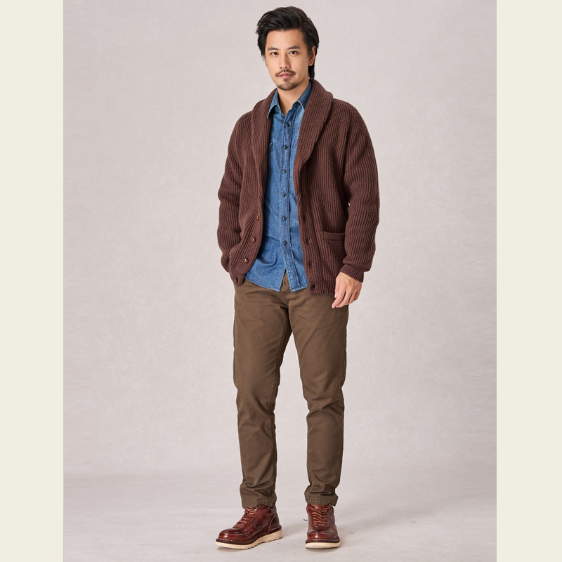 스웨터 코트 남자의 두꺼운 니트 가을과 겨울 옷깃 카디건 겉옷 쇼 칼라 트위스트 레트로 스웨터베이스 트렌디