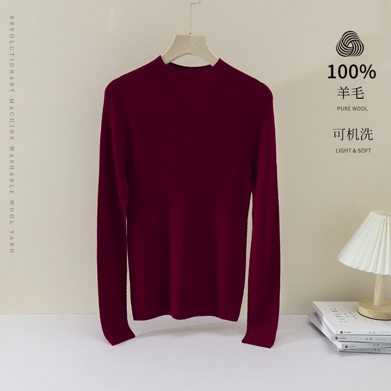 Кашемировый свитер 90S Merino, 48 шт., ультратонкий, машинная стирка, бесшовный, длинный рукав, красная основа