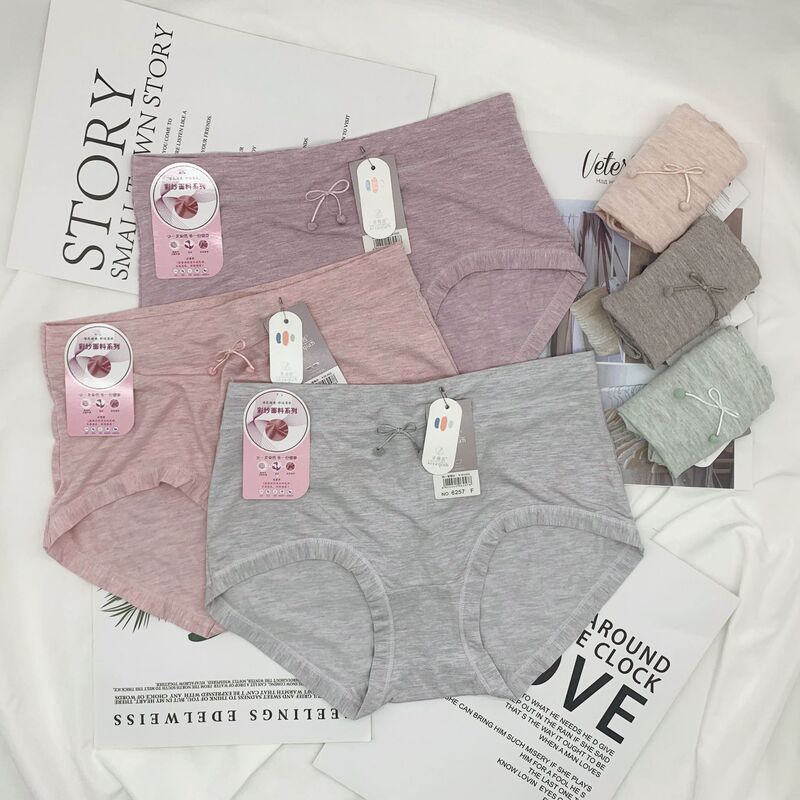 Xiyaxi 6257 colored yarn cotton underwear Women's Mid-waist cotton bottom crotch comfortable breathable briefs bow fresh