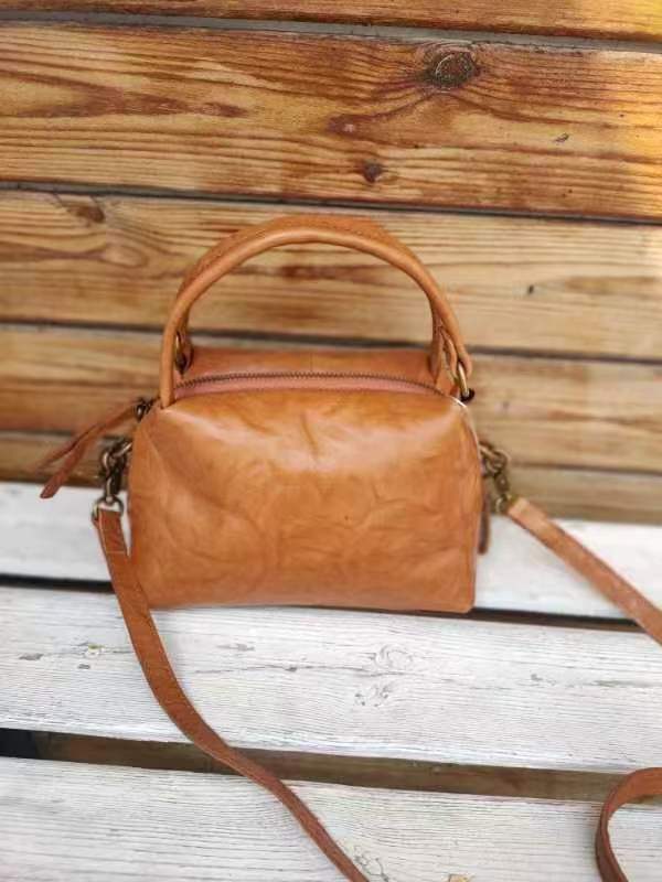 Genuine Leather Crossbody Handbag For Women, 2024 New Versatile Small Square Bag, Pure Cowhide Large Capacity Shoulder Bag, Contrast Color - Thumbnail 7