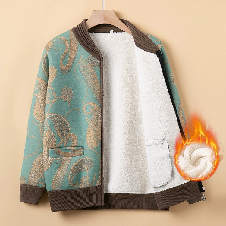 Бабушка одевается осенью и зимой плюс бархатный толстый свитер пальто пожилой мамы зимний кардиган теплая одежда