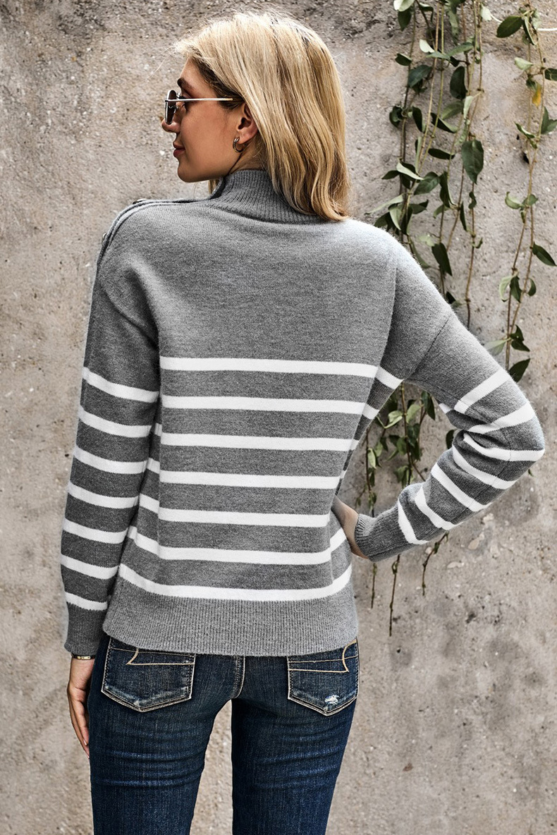 women s striped loose round neck pullover nihaostyles clothing wholesale NSQSY78168