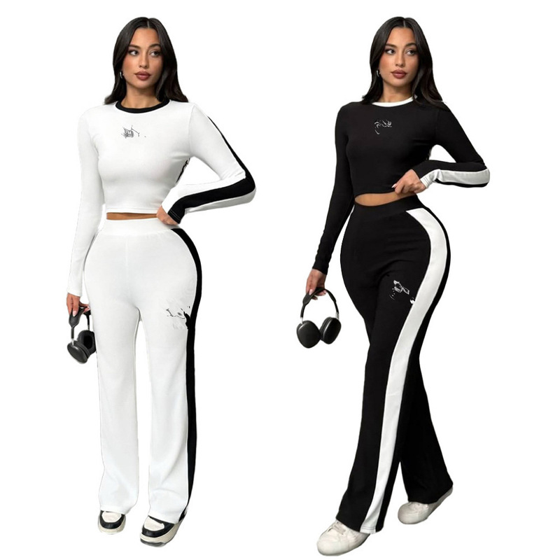 Y71635 Cross-Border 2026 Alo Spring and Autumn New Casual Sports Suit for Women Embroidered Wide-Leg Pants Two-Piece Set Y71635 Cross-Border 2026 Alo Spring and Autumn New Casual Sports Suit for Women Embroidered Wide-Leg Pants Two-Piece Set