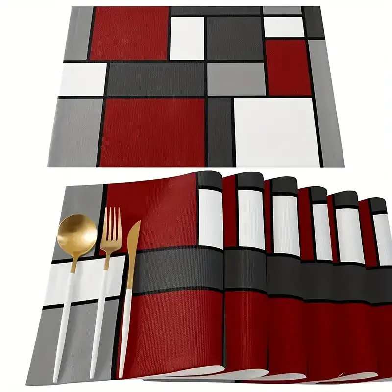 Transfronterizos lino almohadilla de mesa Aliexpress TEMU Amazon almohadilla de mesa cuadrada búfalo rojo almohadilla de Navidad Día de la Independencia