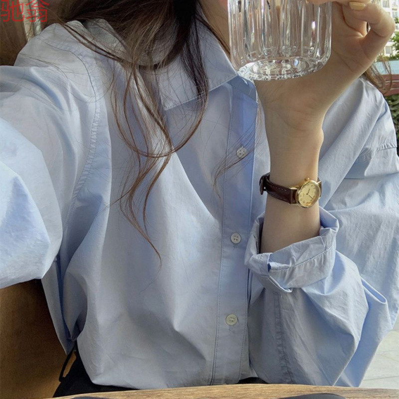 Cotton spring blue shirt