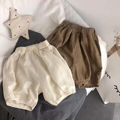 子供用ズボン夏綿麻カジュアルゆったり七分ズボン男女子供宝洋気薄手ウエスト防蚊ズボン