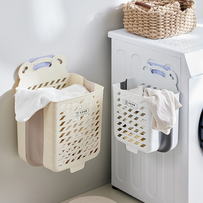 Dirty Clothes Basket Household Laundry Basket Wall Hanging Foldable Bathroom Bathing Storage Basket for Dirty Clothes Bathroom Artifact
