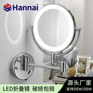 Интеллектуальная светодиодная макияж круглый зеркал отель в ванной комнате в ванной комнате анти -ффо -зеркал стена настенный складной расширение душ зеркало для ванной комнаты
