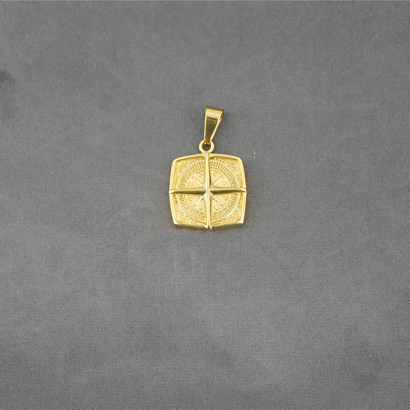 Square Compass Necklace For Men Titanium Steel Vintage Pendant_voghion.com