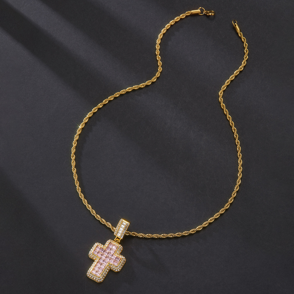 Full Diamond Cross Personalized Pendant Cool Versatile Necklace Instagram Sweater Chain Accessories_voghion.com