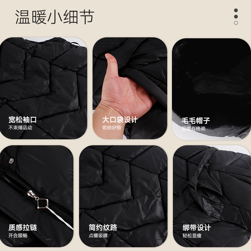 外贸女款连帽马甲外套2025时尚女装带大毛领保暖加厚外穿棉衣马甲|undefined