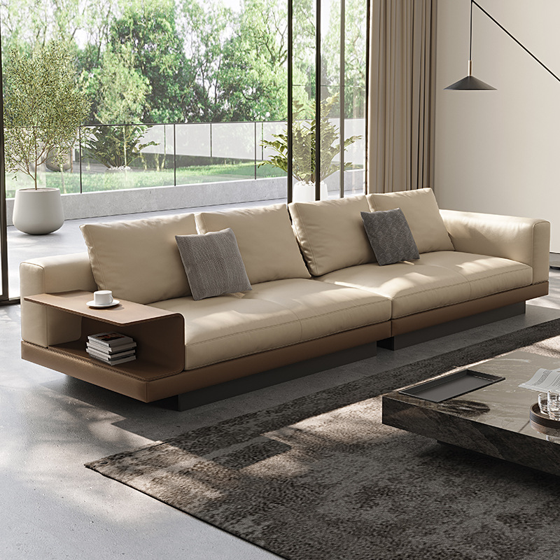 Connery Genuine Leather Sofa Italian Minimalist Living Room Large Flat Top Layer Cowhide Light Luxury High-End Modern Floating Sofa