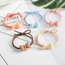 奶茶色韩版蝴蝶结发绳 韩粉高弹力扎头发橡皮筋 领结发圈发饰批发