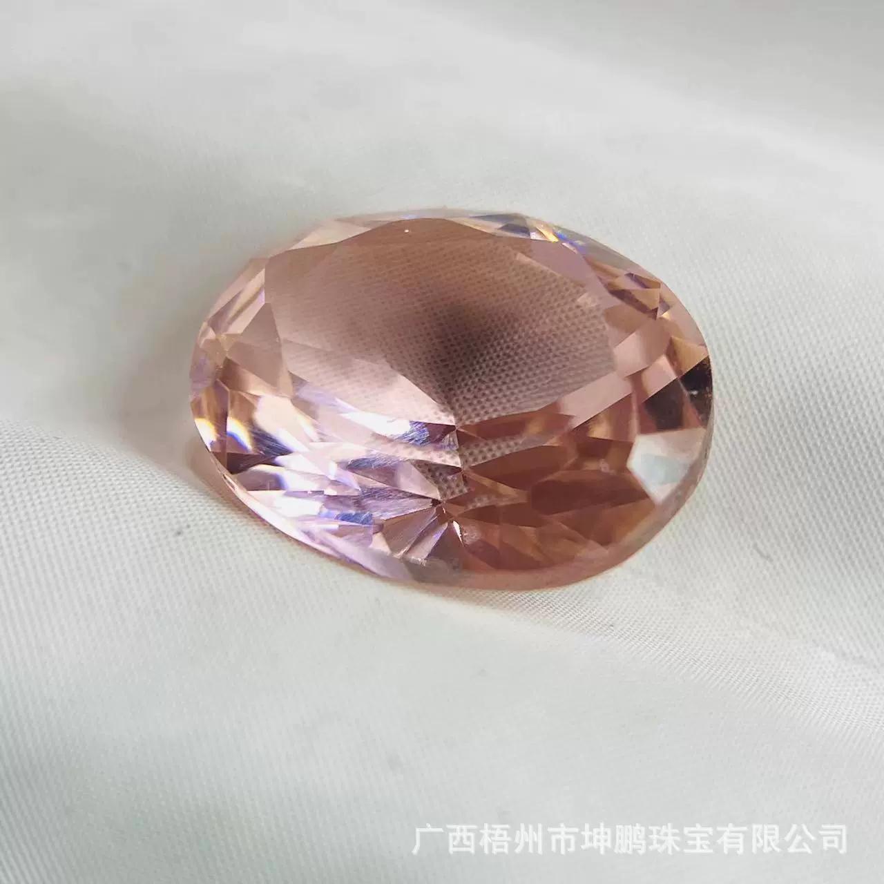 彩宝锆精品椭圆形摩根粉45#裸石戒面尖底蛋形纳米西掏手饰宝石