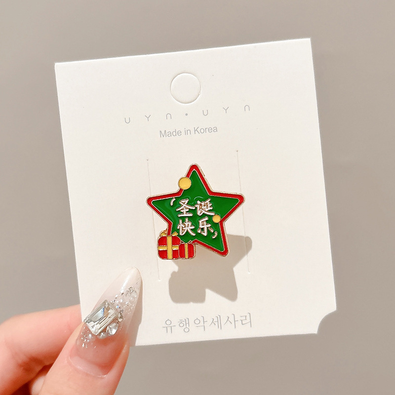 Emblemas de Navidad joyas regalos navideños flocos de nieve alce metal ligero accesorios de broche de Navidad viejos